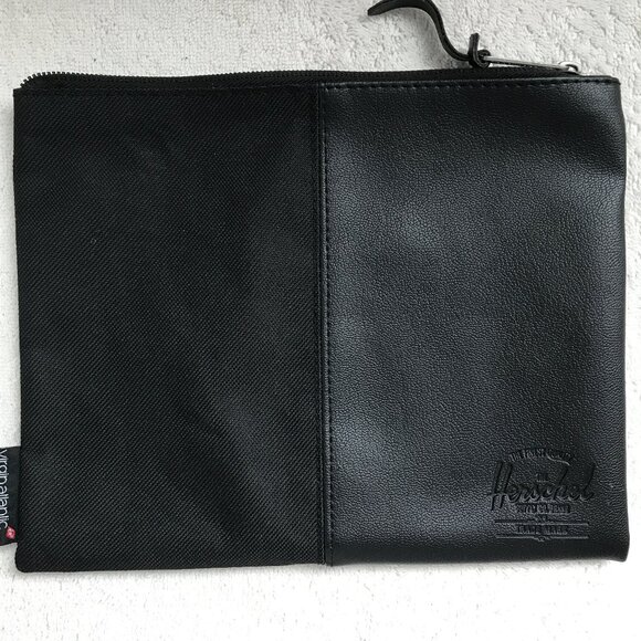 Hershel Virgin Atlantic Black Leather Zip Pouch - Picture 1 of 12